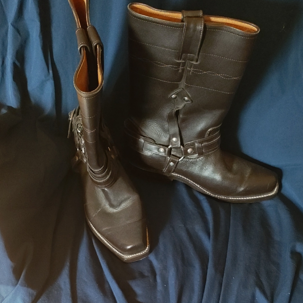 Frye Black Leather Cowboy Boots